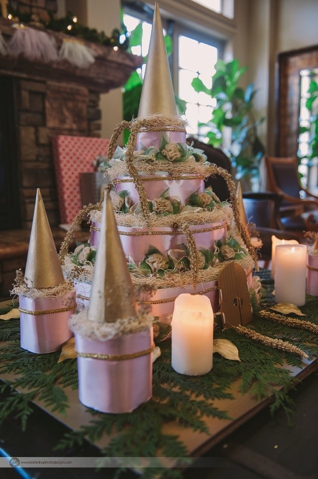 Princess Castle Diaper Cake for Baby Shower