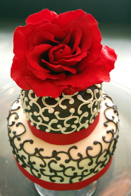 Red White and Black Birthday Cake