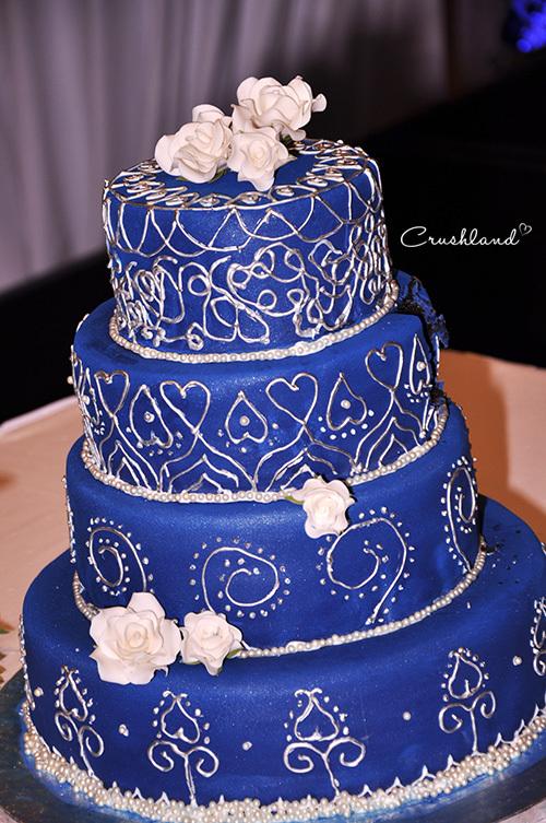 Royal Blue and Silver Wedding Cakes