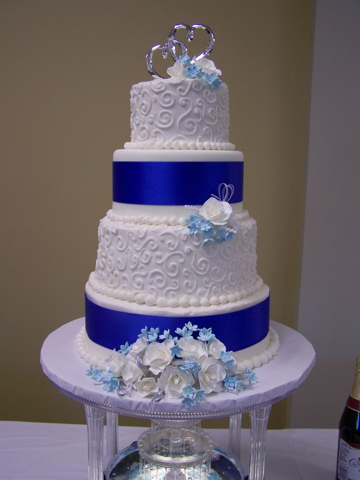 Royal Blue and White Wedding Cake