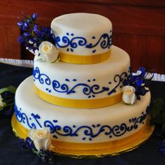 Royal Blue and Yellow Wedding Cake Royal Blue and Yellow Wedding Cake
