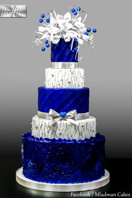 Royal Blue Silver Wedding Cake