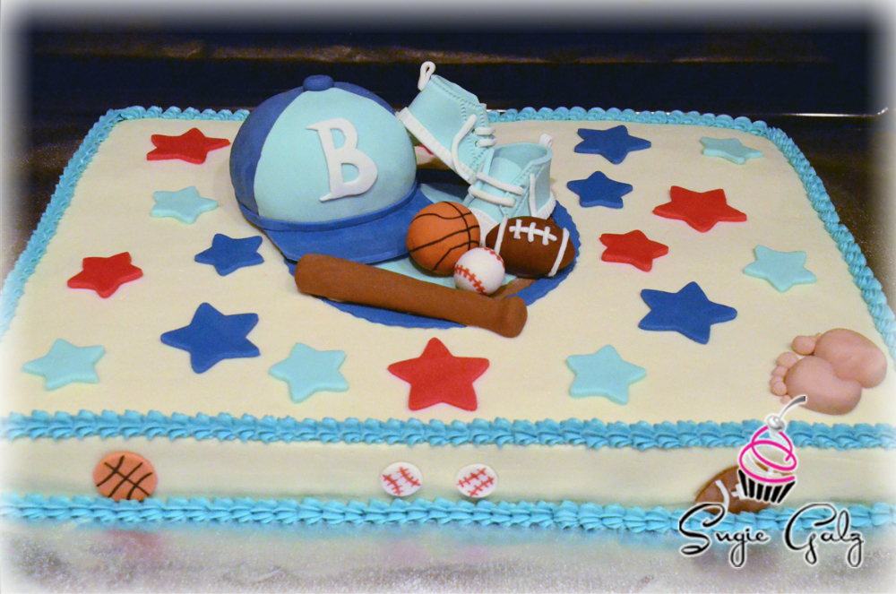 Sports Themed Baby Shower Cake