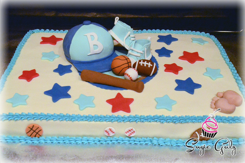 Sports Themed Baby Shower Cake Sports Themed Baby Shower Cake