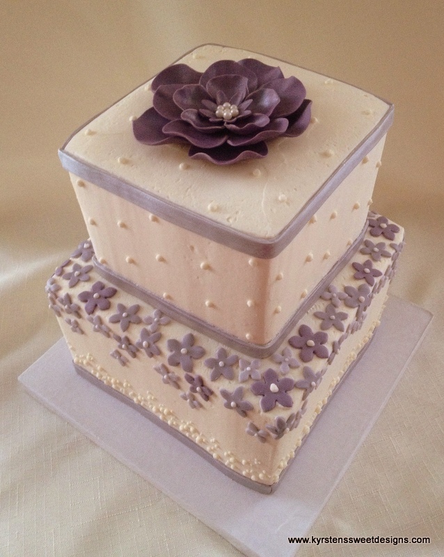 Square Buttercream Wedding Cakes with Designs