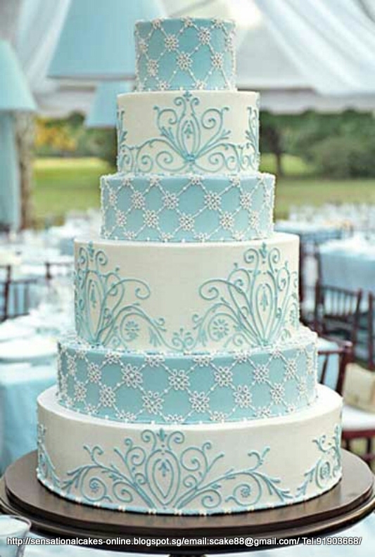 Tiffany Blue and Silver Wedding Cake