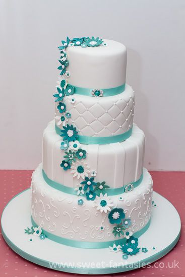 Tiffany Blue and White Wedding Cake