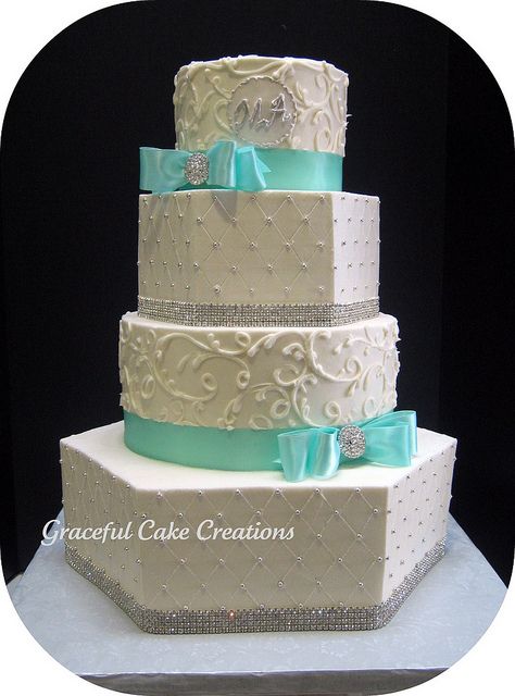 Tiffany Blue and White Wedding Cake Tiffany Blue and White Wedding Cake