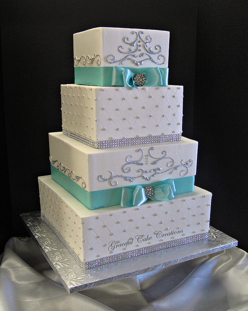 Tiffany Blue and White Wedding Cake