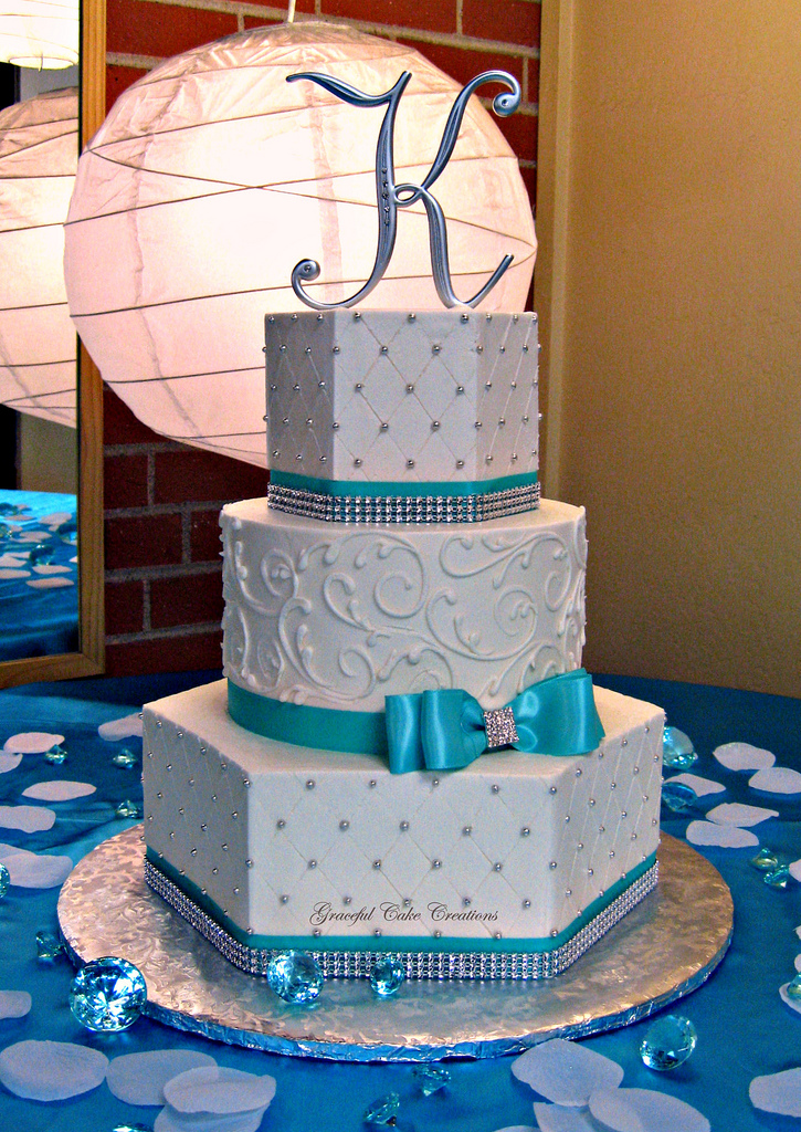 Tiffany Blue Wedding Cakes with Bling