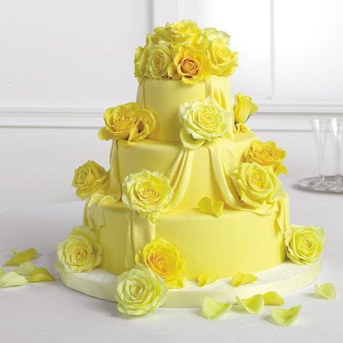 Wedding Cake with Yellow Roses