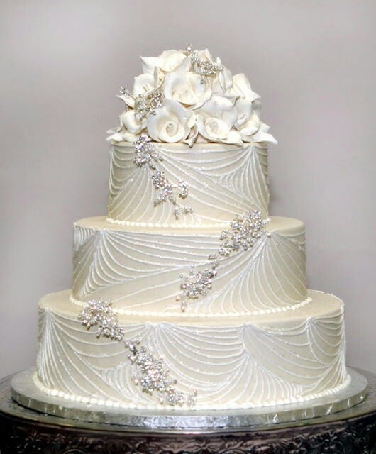 White and Bling Wedding Cake