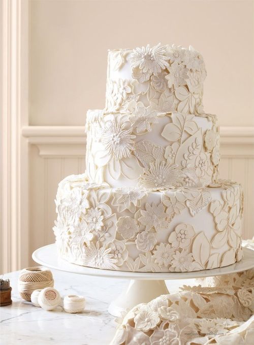 White Lace Wedding Cake