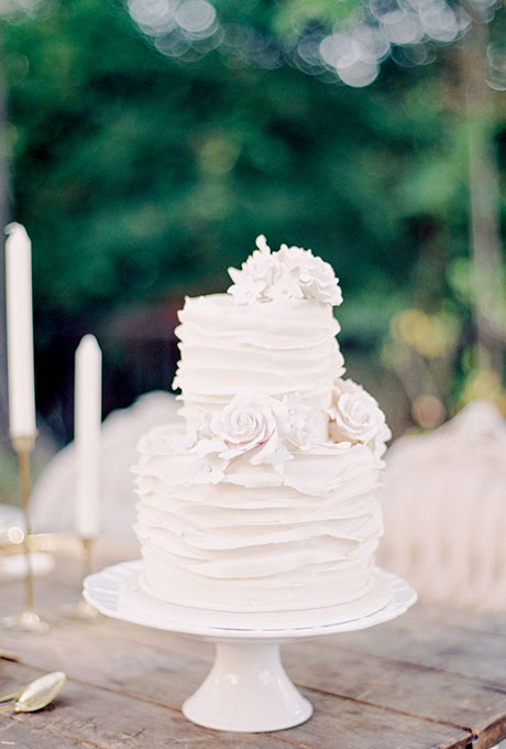 White Two Tier Wedding Cake