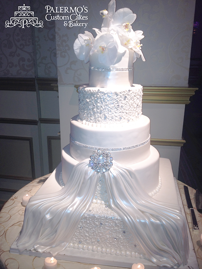 White Wedding Cake with Bling