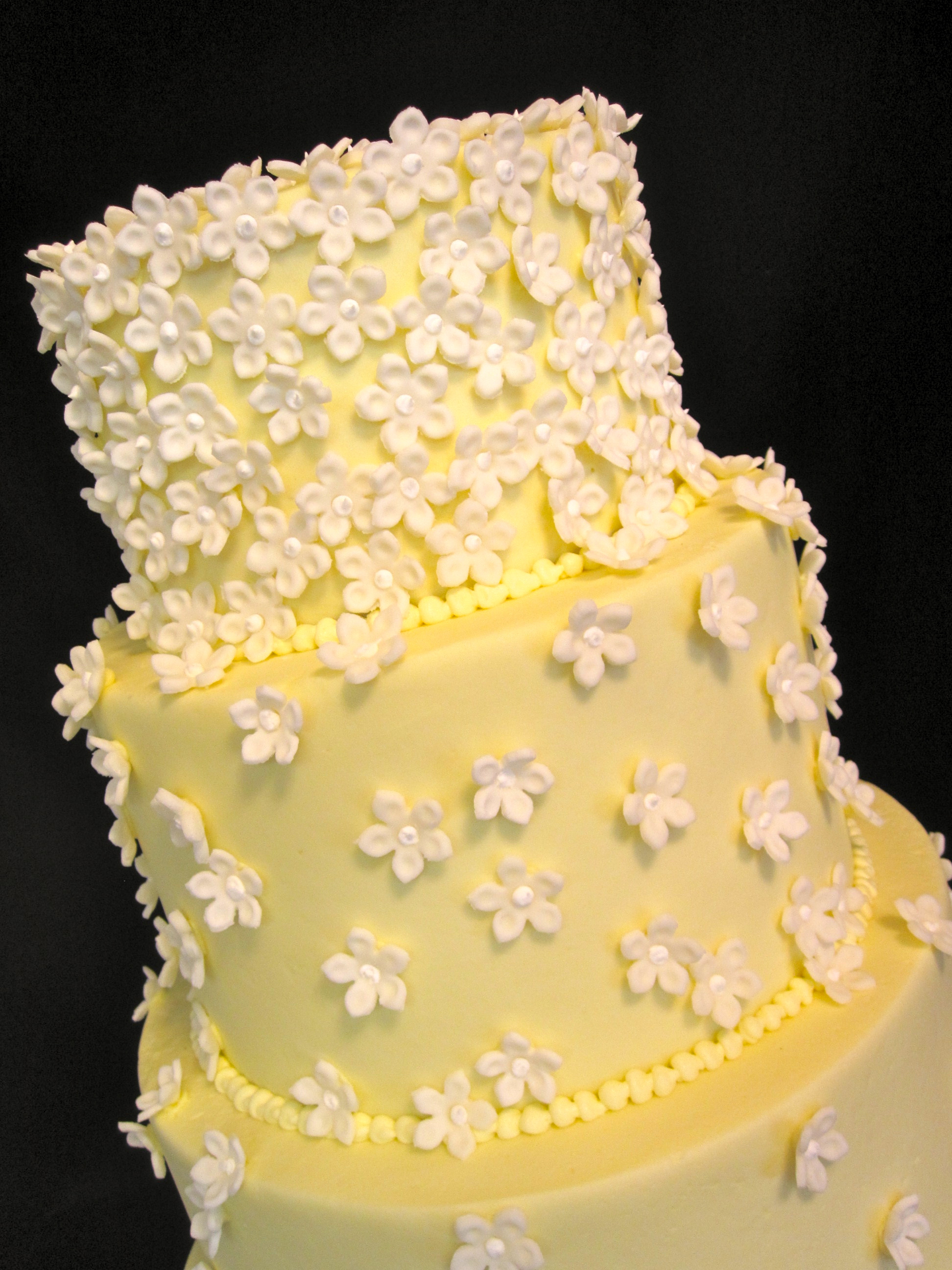 White Wedding Cake with Fondant Flowers