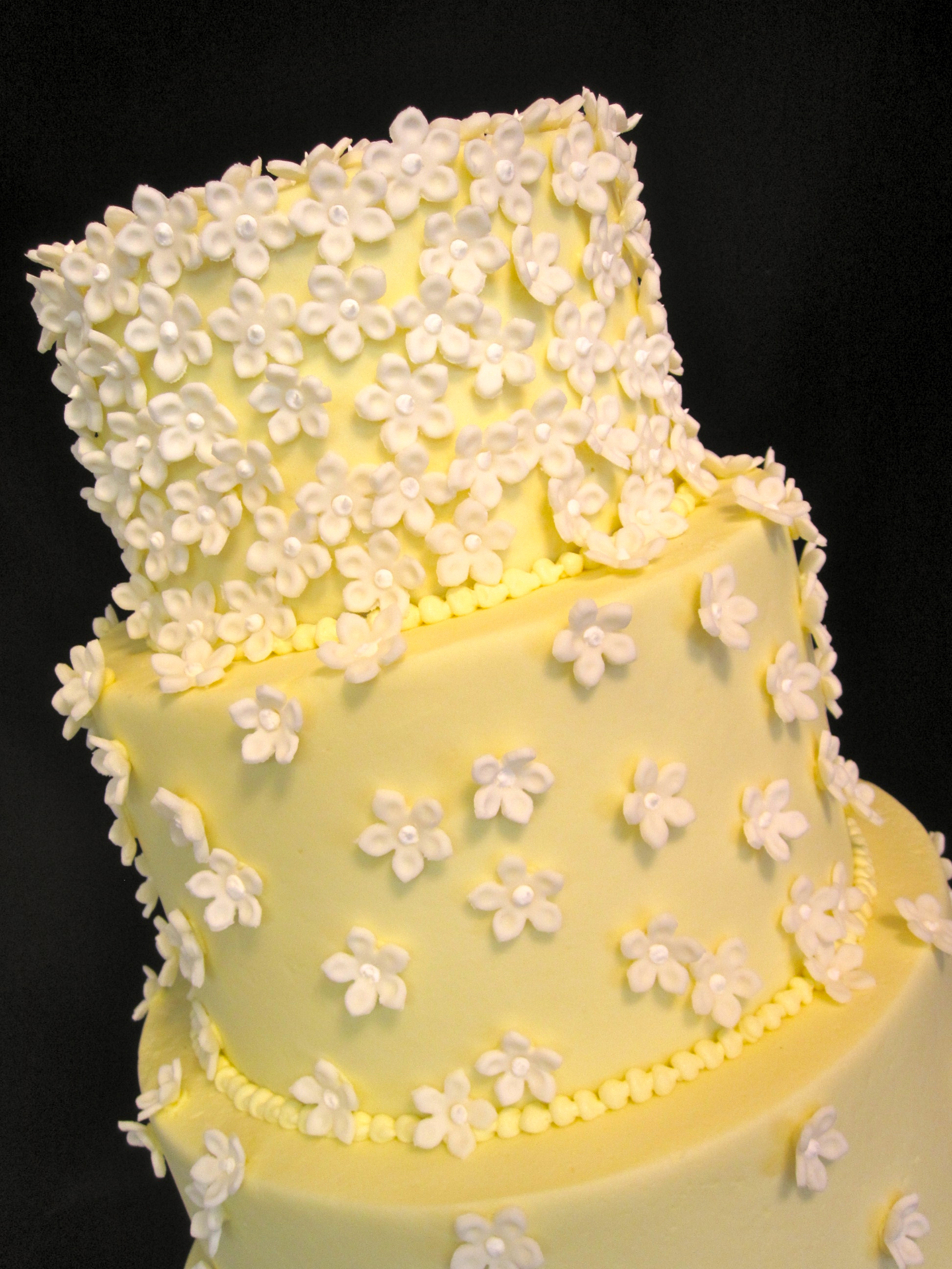White Wedding Cake with Fondant Flowers White Wedding Cake with Fondant Flowers