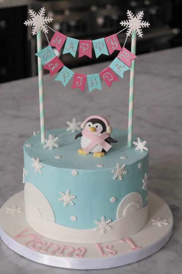 Winter Wonderland First Birthday Cake