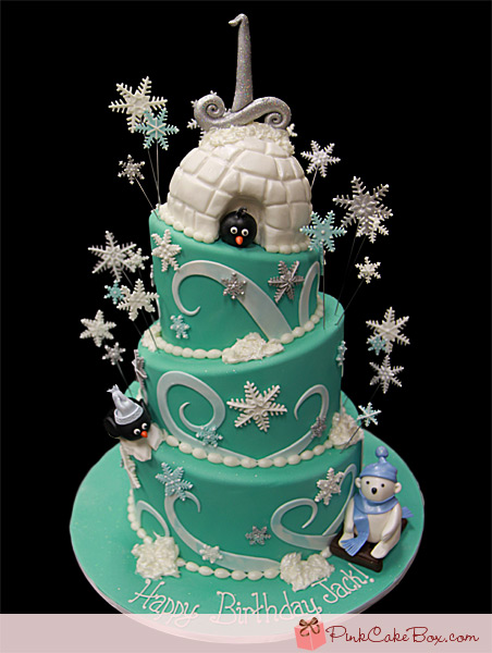 Winter Wonderland First Birthday Cake