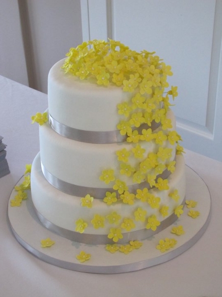 Yellow Gray Wedding Cake