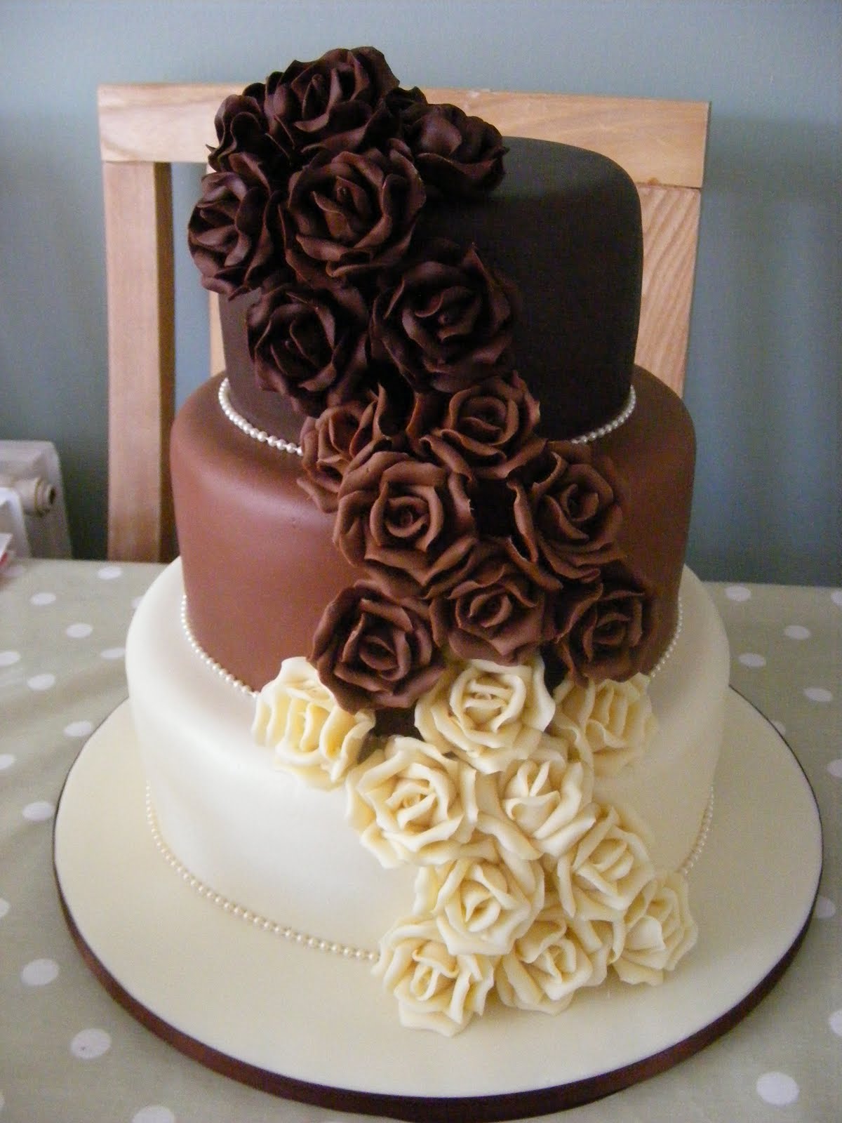 3 Tier Chocolate Wedding Cake Rose