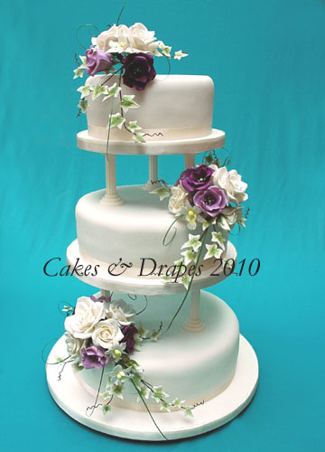 3 Tier Wedding Cake with Flowers