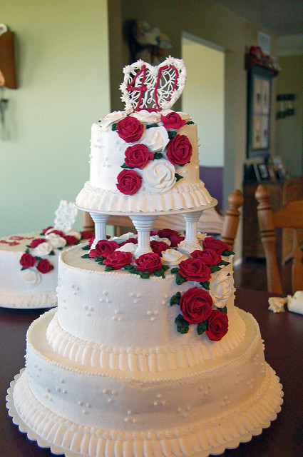 40th Anniversary Cake with Red Roses