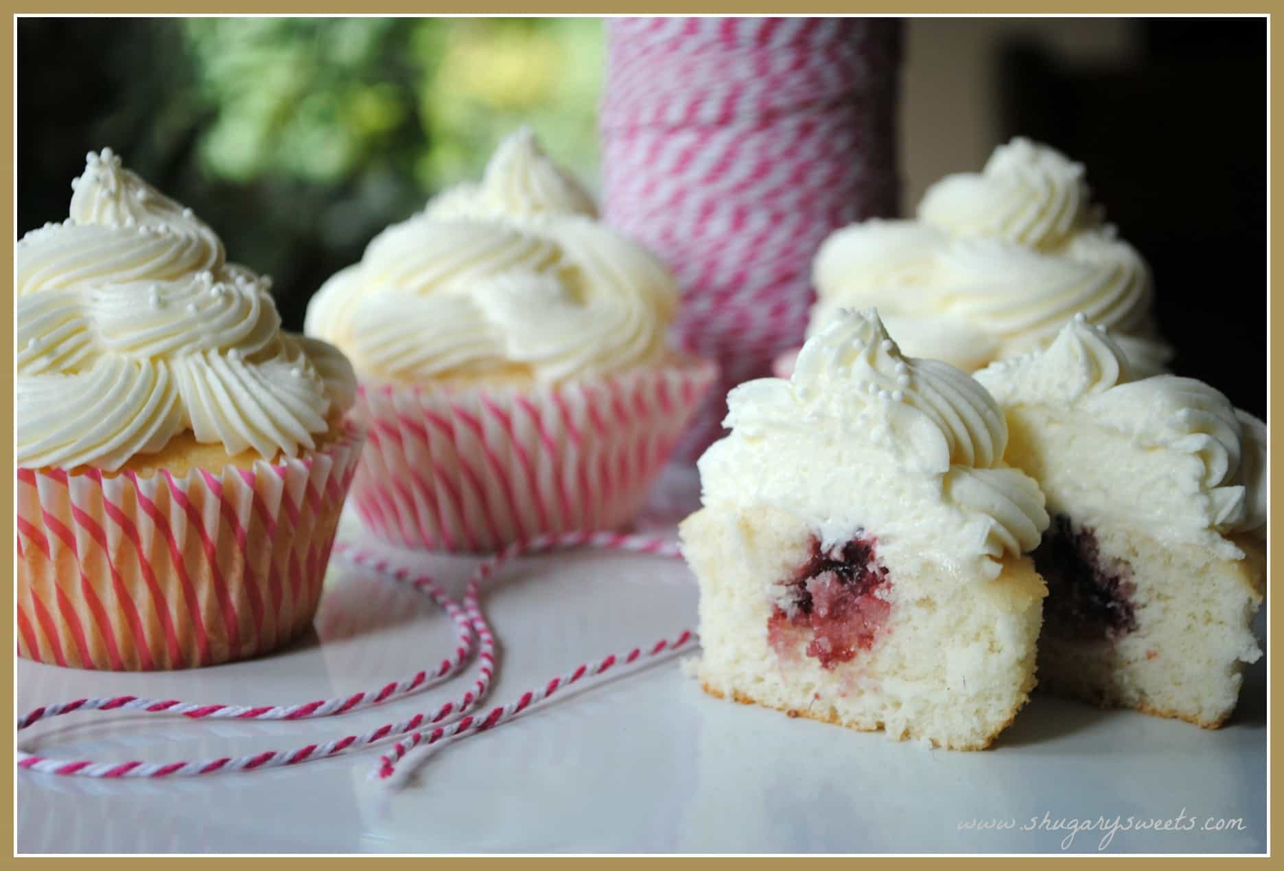 Almond Cupcakes with Raspberry Filling Wedding Cake