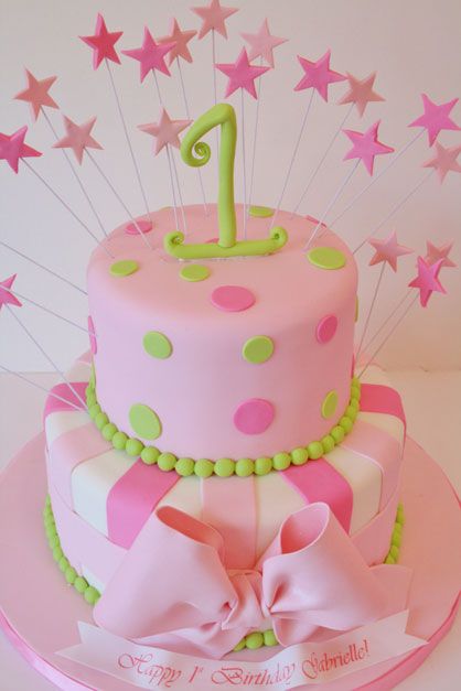 10 Pink Girls First Birthday Cakes Photo Purple And Pink 1st