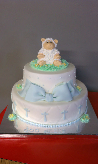 Baby Lamb Baptism Cake