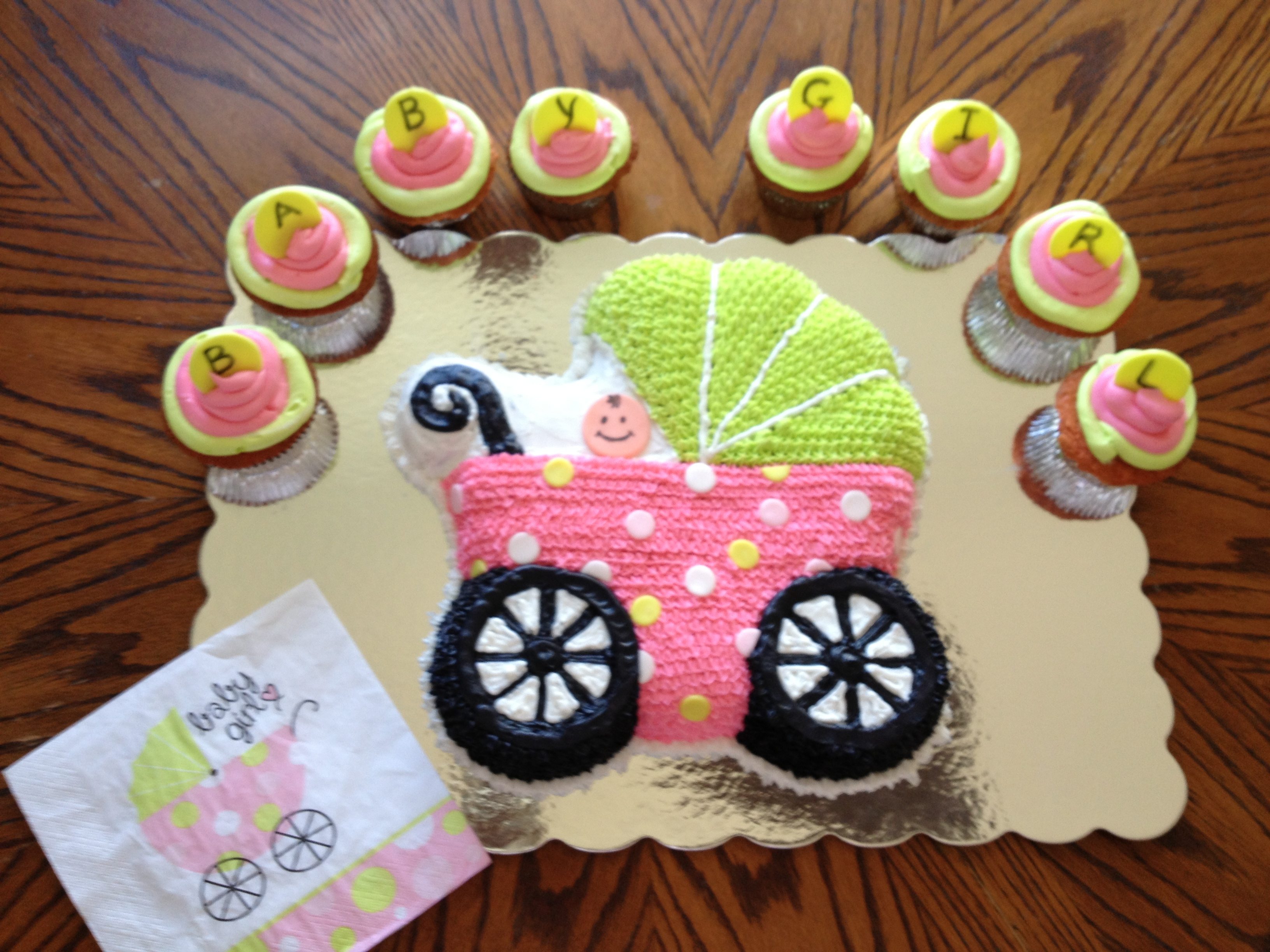 Baby Shower Carriage Cupcake Cake