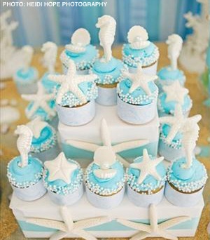 Beach Bridal Shower Cupcakes