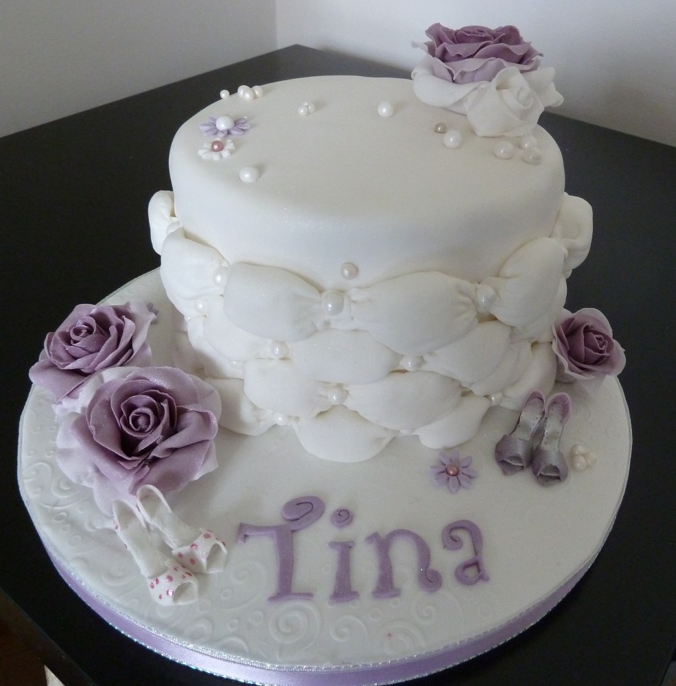 Birthday Cake with Purple Flowers