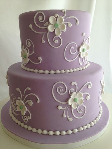 Birthday Cake with Purple Flowers