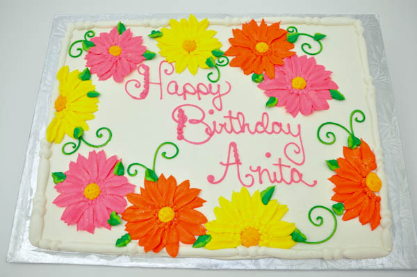 Birthday Sheet Cakes with Gerber Daisies Birthday Sheet Cakes with Gerber Daisies