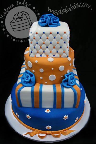 Blue and Orange Graduation Cake