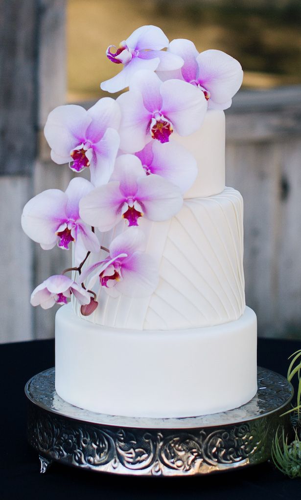 Blue and Purple Orchid Wedding Cake