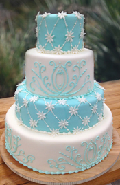 Blue and White Wedding Cake