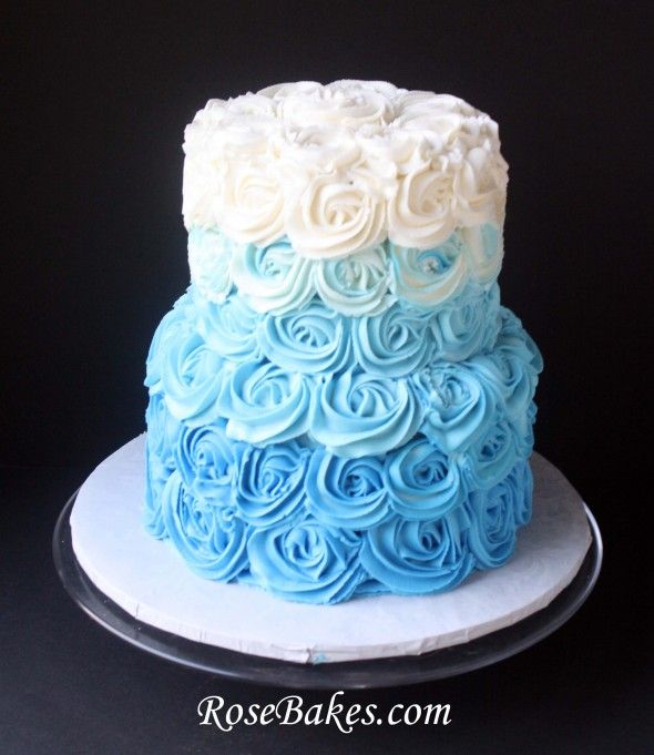 Blue Buttercream Wedding Cakes