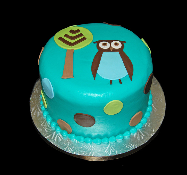 Blue Owl Themed Baby Shower Cake