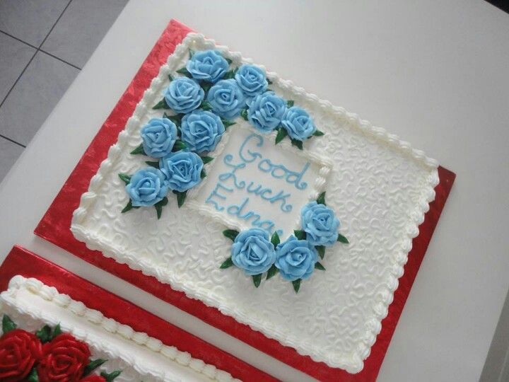 Blue Roses Sheet Cake