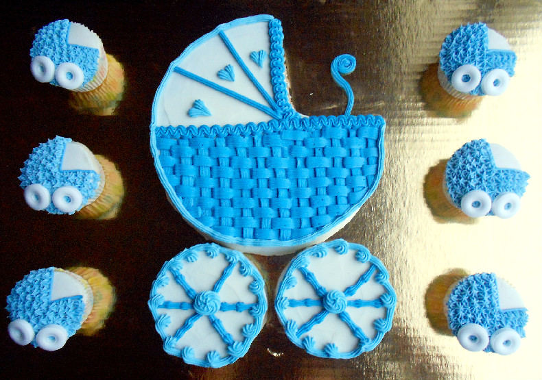 Boy Baby Carriage Cupcake Cake