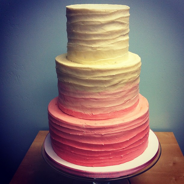 Buttercream Textured Ombre Wedding Cake