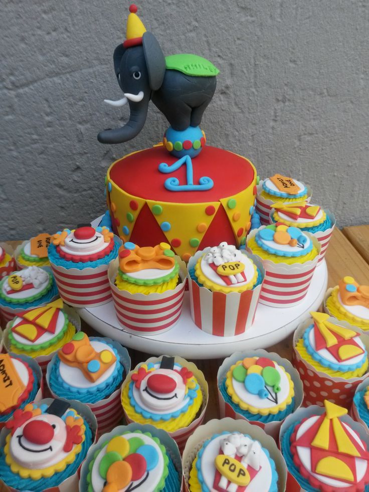 Carnival Themed Cake and Cupcakes