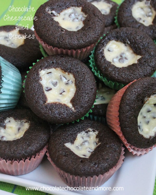 Cheesecake Filled Chocolate Cupcakes