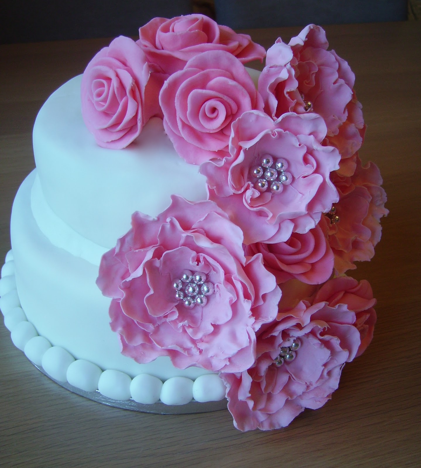 Chocolate Birthday Cake with Pink Flowers