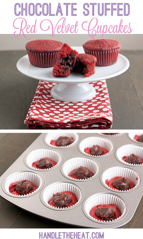 Chocolate Red Velvet Stuffed Cupcakes