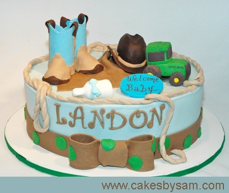 Country Boy Baby Shower Cake