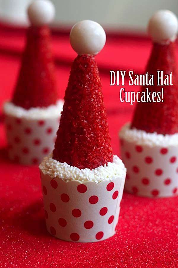 DIY Santa Hat Cupcakes for Christmas