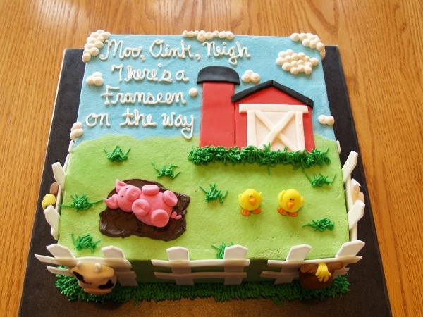 Farm Animal Theme Baby Shower Cake